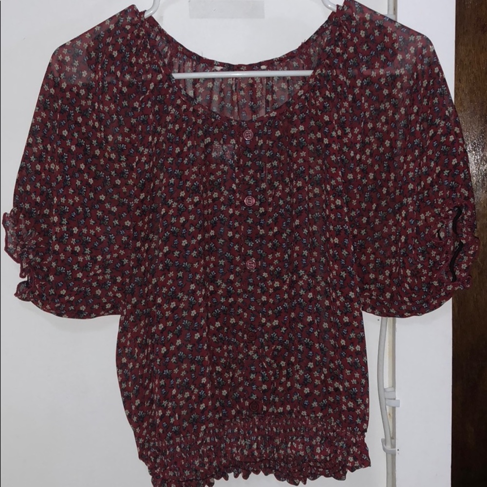 Burgundy crop top blouse
